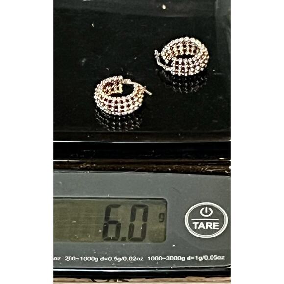 Sterling Silver Beaded Hoop Earrings – Ball Bead Granulated Design – Italy- 6.0g - Picture 13 of 13